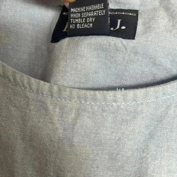 Vintage Embroidered Tropical Palm Short Sleeve Denim Blue J. Shift Dress Size M - Picture 7 of 10